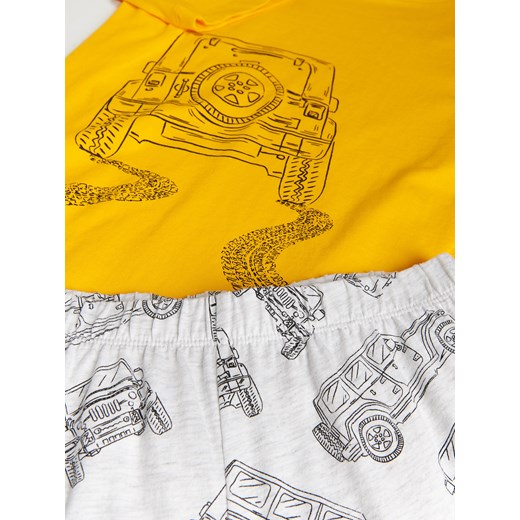 Reserved - Dwuczęściowa piżama z nadrukiem - Żółty Reserved 110/116 Reserved