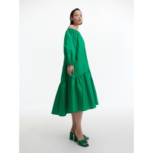 Reserved - Bawełniana sukienka midi - Zielony Reserved S Reserved