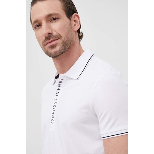 Armani Exchange polo kolor biały z nadrukiem 8NZF71 ZJH2Z ze sklepu ANSWEAR.com w kategorii T-shirty męskie - zdjęcie 135910158
