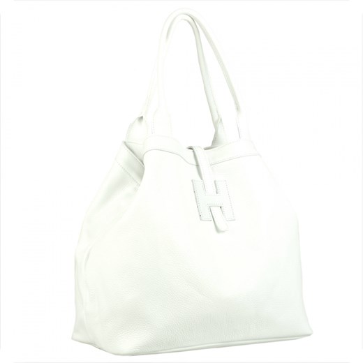 Duża skórzana torebka biała  xl shopper ze sklepu melon.pl w kategorii Torby Shopper bag - zdjęcie 135913538