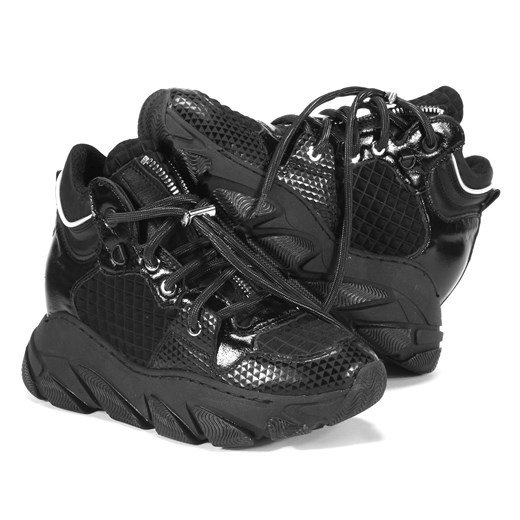 Czarne sneakersy damskie GIULIA ze sklepu Domenoshoes w kategorii Buty sportowe damskie - zdjęcie 135921839