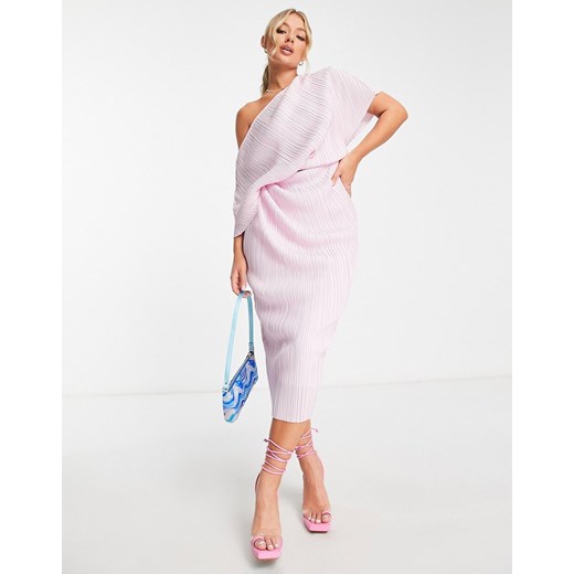 ASOS DESIGN – Liliowa plisowana sukienka midi z opuszczonymi ramionami-Kolorowy 34 Asos Poland