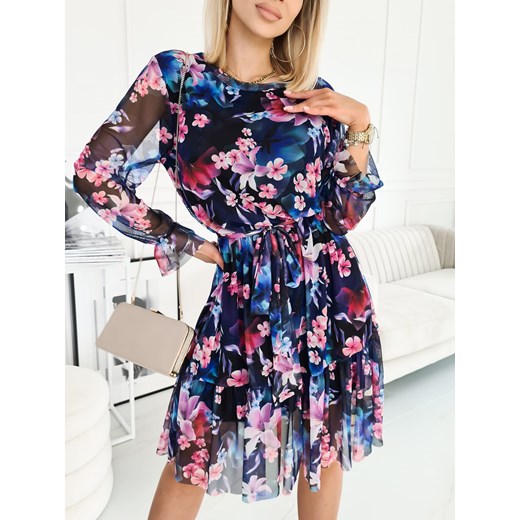 Sukienka Siateczka Trapezowa Granat Fashionyou Fashionyou
