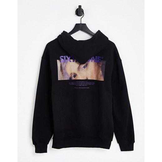 Sixth June – Czarna bluza oversize z kapturem i nadrukiem oczu na plecach-Black Sixth June S Asos Poland