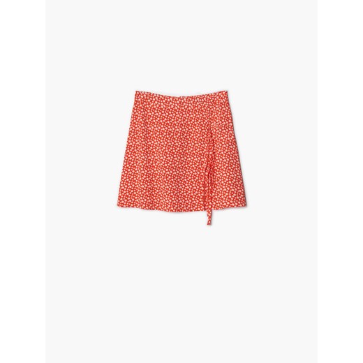 Cropp - Czerwona spódnica w kwiaty - Czerwony Cropp XS Cropp