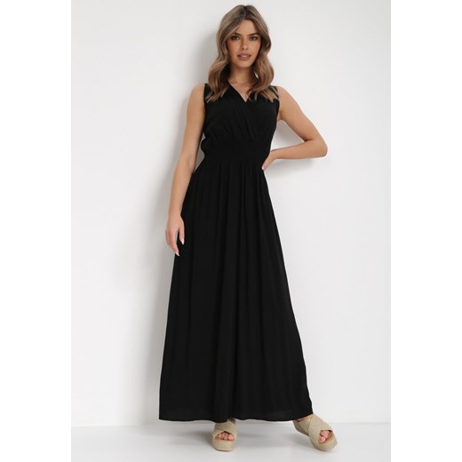 Sukienka Born2be elegancka w serek z wiskozy maxi trapezowa
