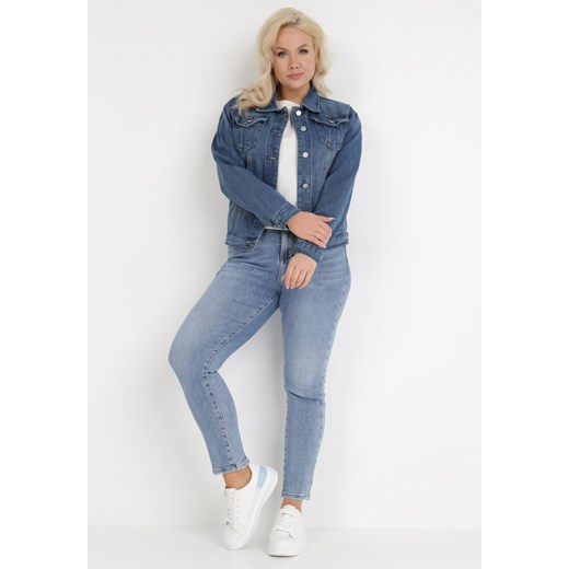 Kurtka damska Born2be krótka na wiosnę jeansowa bez kaptura 