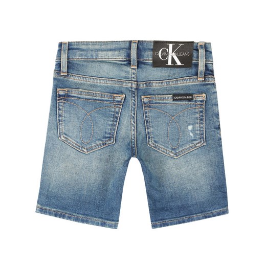 Calvin Klein Jeans Szorty jeansowe Gleam Blue Destructed Denim IB0IB00417 8 okazyjna cena MODIVO