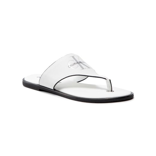 Calvin Klein Jeans Japonki Flat Sandal Toe Slide Lth YW0YW00028 Biały 40 promocyjna cena MODIVO