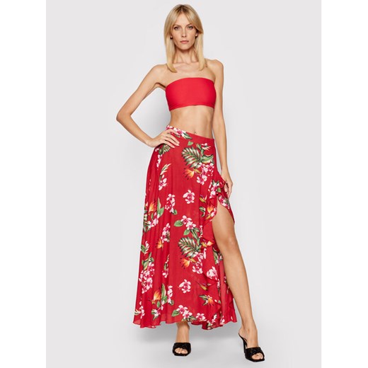 Guess Spódnica trapezowa Floral E1GD03 WO05M Czerwony Regular Fit Guess S promocyjna cena MODIVO