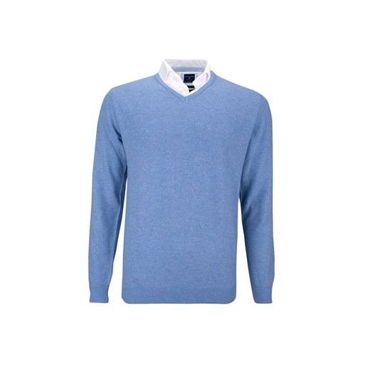 Jasnoniebieski wełniany sweter / pulower v-neck Profuomo eleganckipan-com-pl niebieski ciepłe