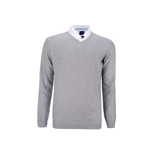 Szary wełniany sweter / pulower v-neck Profuomo eleganckipan-com-pl szary ciepłe