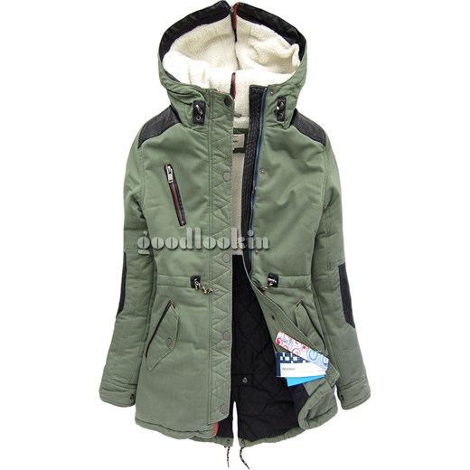 PARKA ZIMOWA GO-START ZIELONA (AH-70W) goodlookin-pl brazowy kaptur