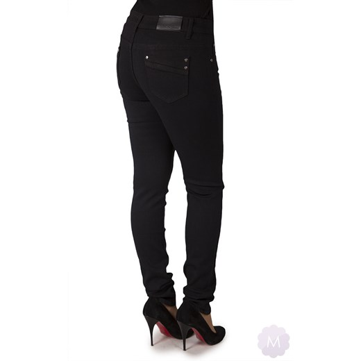 Czarne damskie spodnie jeansowe rurki z wyższym stanem mercerie-pl czarny rurki