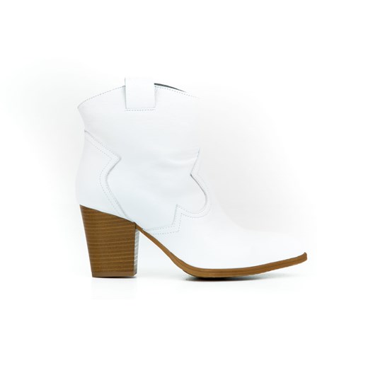 botki kowbojki na obcasie - skóra naturalna - model 471 - kolor biały Zapato 36 zapato.com.pl