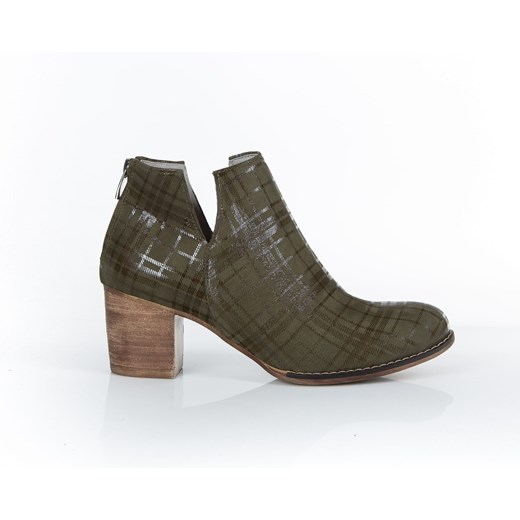 nubukowe botki z suwakiem z tyłu - skóra naturalna - model 501 - kolor oliwka Zapato 35 zapato.com.pl