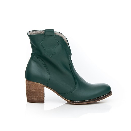 botki na słupku kowbojki - skóra naturalna - model 503 - kolor zielony Zapato 41 zapato.com.pl