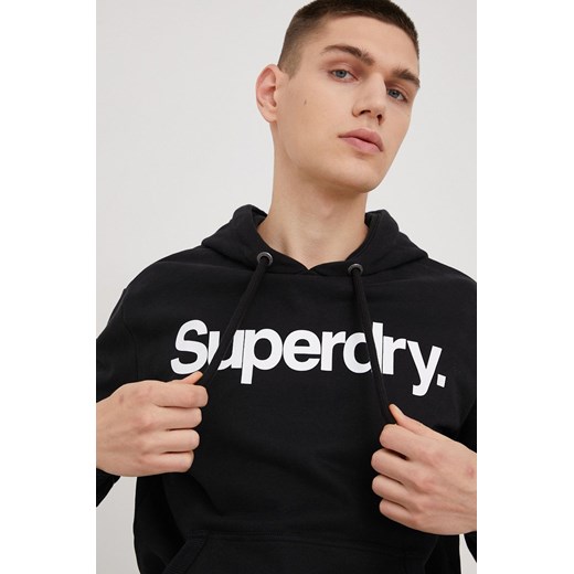 Superdry bluza męska kolor czarny z kapturem z nadrukiem Superdry XL ANSWEAR.com