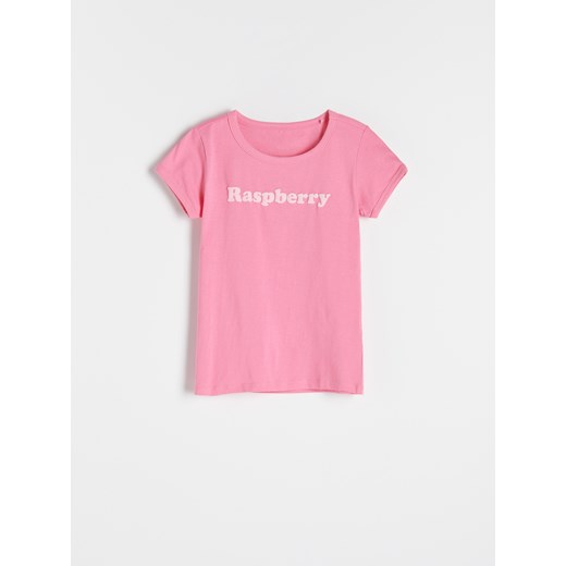 Reserved - Bawełniany t-shirt z nadrukiem - Różowy Reserved 134 Reserved