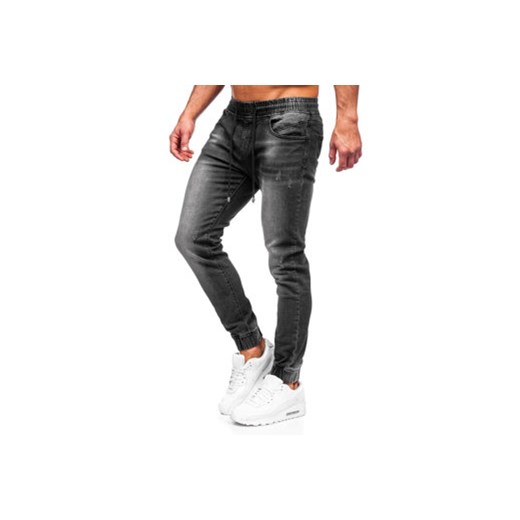 Czarne spodnie jeansowe joggery męskie Denley MP00532N L wyprzedaż Denley