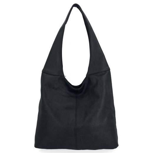 Shopper bag Hernan ze skóry ekologicznej lakierowana bez dodatków czarna duża 
