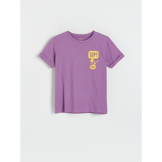 Reserved - T-shirt oversize z nadrukiem - Fioletowy Reserved 164 Reserved