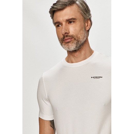G-Star Raw t-shirt męski kolor biały gładki ze sklepu ANSWEAR.com w kategorii T-shirty męskie - zdjęcie 136352428