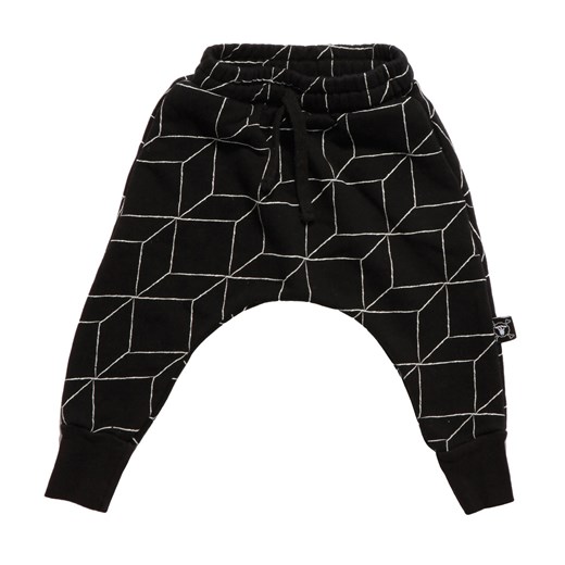 Nununu Spodnie Pants Baggy Grid black czarne nadruk biały misslemonade czarny abstrakcyjne wzory