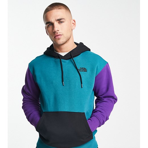 The North Face Essential – Turkusowa bluza z kapturem we wzór z blokami kolorów The North Face M Asos Poland