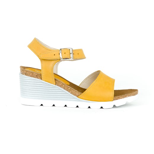 sandałki na koturnie - skóra naturalna - model 346 - kolor żółty Zapato 41 zapato.com.pl
