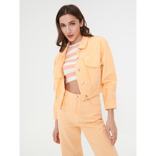 Sinsay - Jeansy wide leg high waist - Pomarańczowy Sinsay 32 okazja Sinsay
