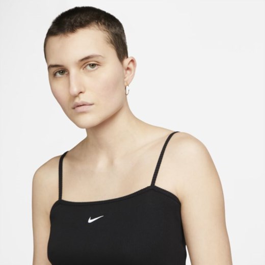 Damska prążkowana koszulka o skróconym kroju Nike Sportswear Essential - Czerń Nike L Nike poland