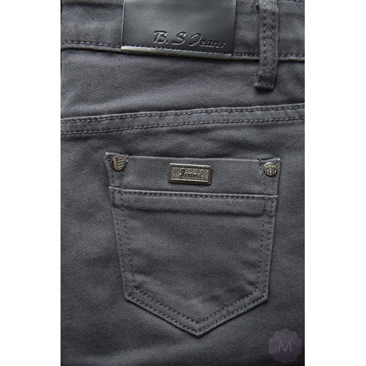 Damskie spodnie jeansowe rurki z wyższym stanem stalowe mercerie-pl szary delikatne