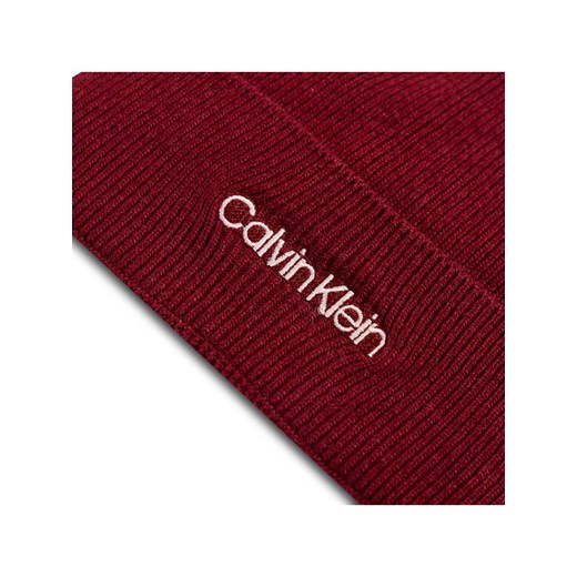 Calvin Klein Czapka Essential Knit Beanie K60K608519 Bordowy Calvin Klein 00 wyprzedaż MODIVO