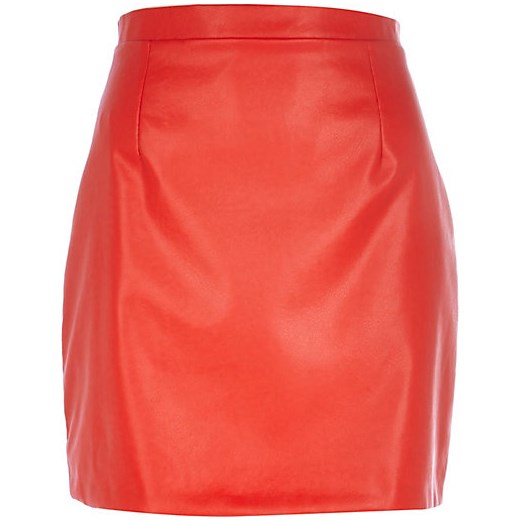 Red leather-look mini skirt river-island pomaranczowy mini