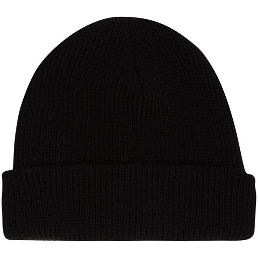 Black knit beanie hat river-island czarny beanie