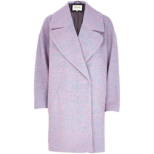 Pink two-tone wool-blend oversized coat river-island rozowy oversize