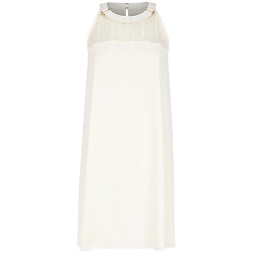 White crepe lace trim swing dress river-island bialy 