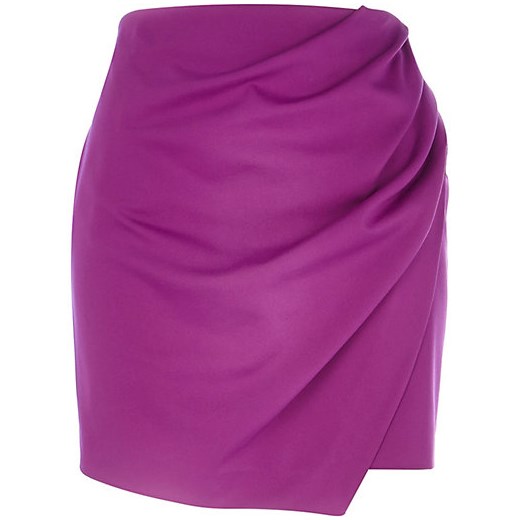 Purple wrapped drape mini skirt river-island fioletowy mini