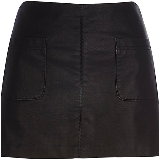 Black Chelsea Girl leather-look mini skirt river-island czarny mini