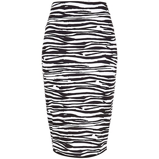Black zebra print tube skirt river-island szary motywy zwierzęce