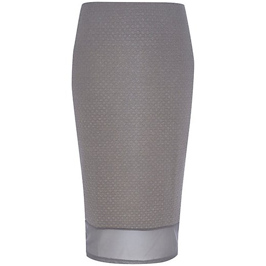 Grey mesh hem textured pencil skirt river-island szary spódnica