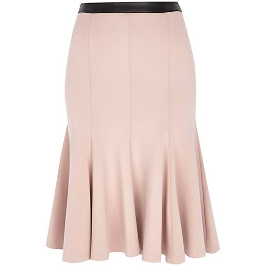Light pink fit and flare midi skirt river-island bezowy fit
