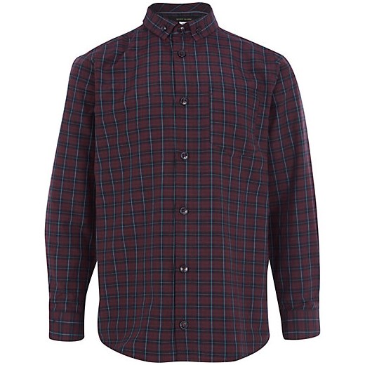 Boys red check smart shirt river-island szary t-shirty