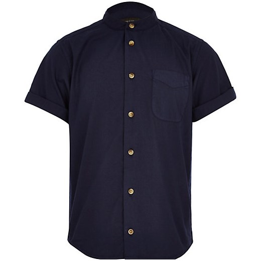 Boys navy grandad shirt river-island czarny t-shirty