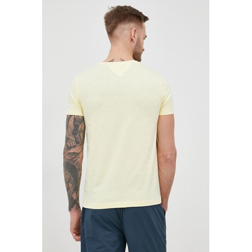 Tommy Hilfiger t-shirt bawełniany kolor żółty z nadrukiem Tommy Hilfiger XL ANSWEAR.com