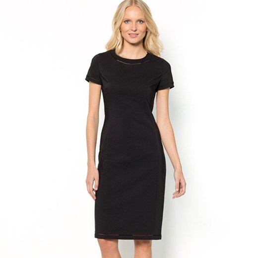 Klasyczna sukienka z krótkim rękawem, dopasowana la-redoute-pl czarny dopasowane