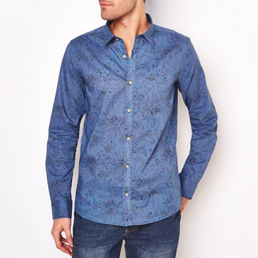 Koszula z nadrukiem, wąski krój la-redoute-pl niebieski koszule