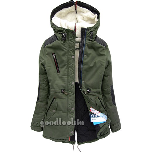 PARKA ZIMOWA GO-START KHAKI (AH-70W) goodlookin-pl szary bawełniane