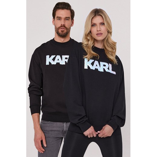Karl Lagerfeld Bluza kolor czarny z aplikacją Karl Lagerfeld M okazyjna cena ANSWEAR.com